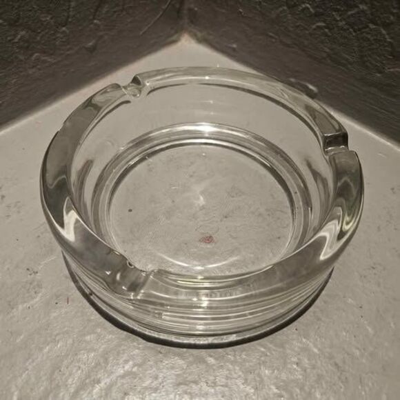 Heavy MCM Clear Glass Ashtray 4.5" - Picture 1 of 4